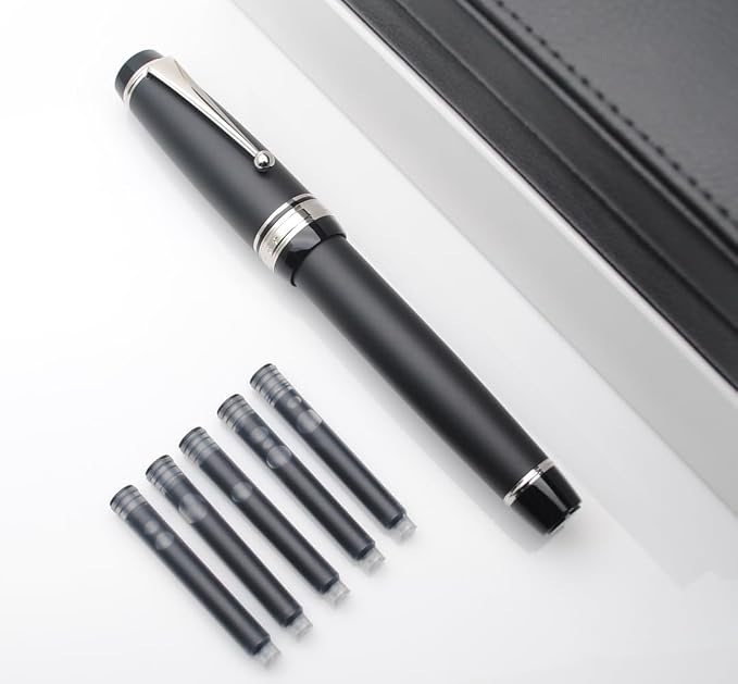 xixixiaozhu Metal Big Fountain Pen Set Medium Nib 0.7mm, Includes Ink Refill - Image 7