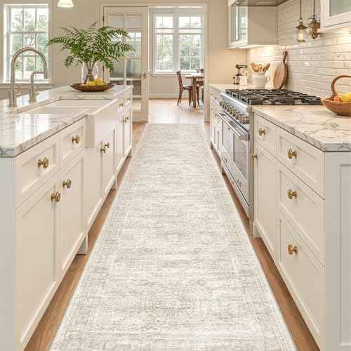 2x10 Runner Rug Non Slip,Washable Hallway Runner Rug,Beige
