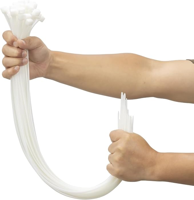 XINGO 24 Inch White Large Zip Ties Heavy Duty 500 Pack, 200 LBS Ultra Strong by XINGO