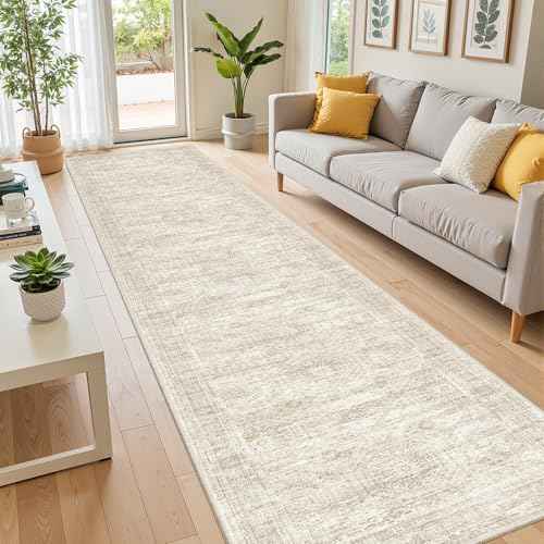 2x10 Runner Rug Non Slip,Washable Hallway Runner Rug,Beige