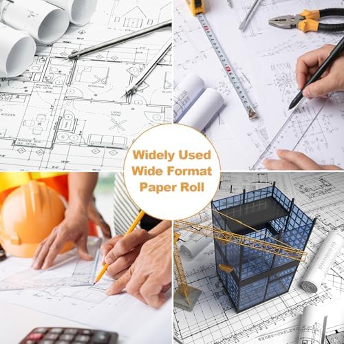 Wide Format Paper 24” x 150', 1 Roll Plotter Paper 20lb, CAD Bond Rolls on 2" Core for CAD Drawings, Projects, Drawing, and Making Posters