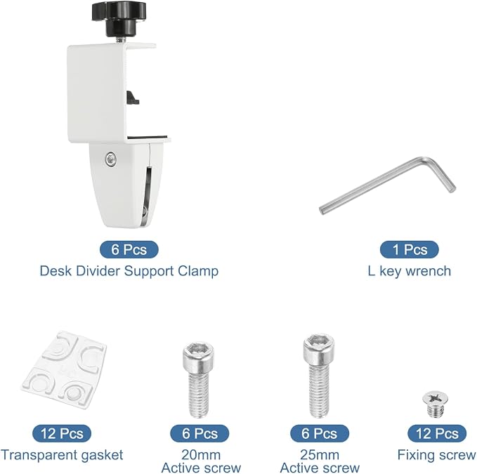 PATIKIL 6 Pcs 1/8" to 1/2" Adjustable Desk Divider Partition Clips, Aluminum - Image 3