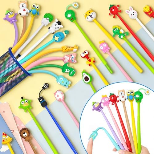 Cartoon Fun Gel Pens, Cute Pen Back to School Gifts Bulk Kawaii Gel Ink Pens for Office Supplies, Classroom Prizes and Birthday (24)