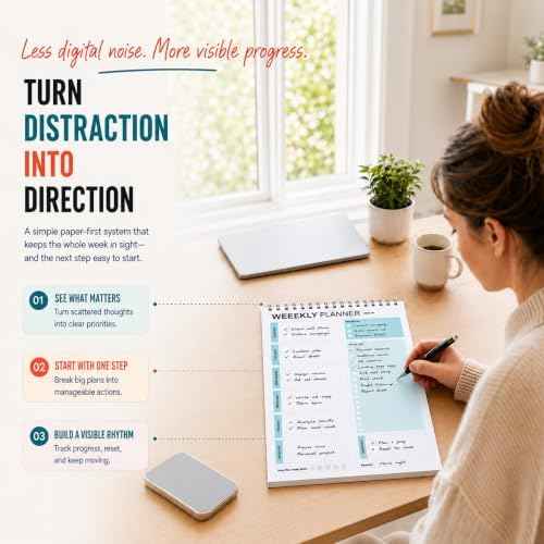 Weekly Planner To Do List Notepad for Work & Daily Life 6.5 x 10 in (Green)