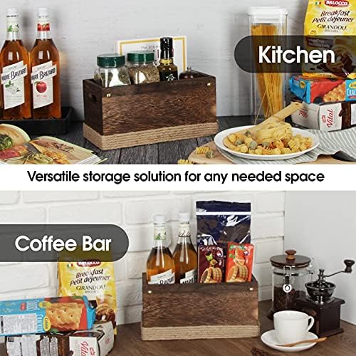 J JACKCUBE DESIGN Rustic Torched Wooden Tabletop Mail Organizer Box, Decorative Letter, Bill Storage Holder Sorter Box with Handles for Countertop, Office Desk, Entryways- MK1051A (Rustic Wood)