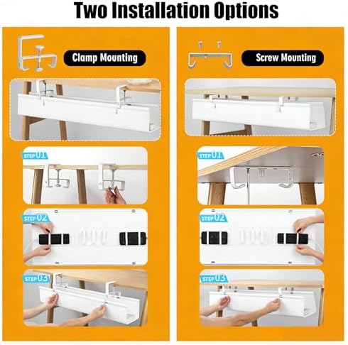 48-Inch Oxford Cloth Under-Desk Cable Management Tray