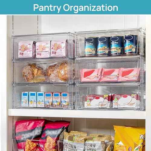 Vtopmart 2 Pack Large Clear Stackable Storage Drawers for Closet, Pantry