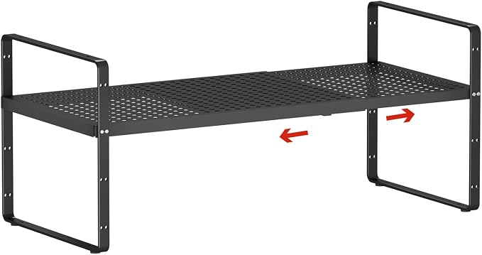 jkxoo Expandable Cabinet Countertop Shelves 16.5-27’’L, Adjustable Metal Spice by jkxoo
