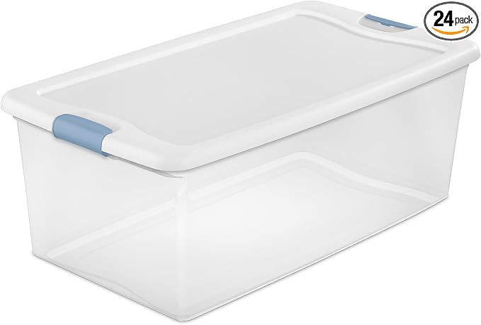 Sterilite 24-Pack Latching Box, Under Bed Storage Bins by Sterilite