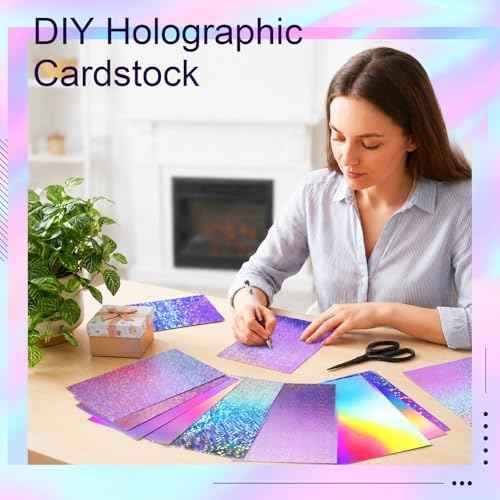 120 Sheets Holographic Cardstock Metallic Shiny Iridescent Mirror Paper