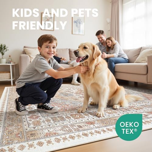 zesthome 6x9 Area Rugs for Living Room,Large Washable Rug,Orange