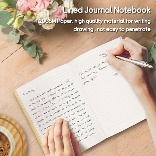 2-Pack Ruled Notebook with golden edge, Hardcover Notebook with 120Gsm Thick Pages, 5.8 * 8.3 Inches, Gold journal Notebook for Women, Girls, Writing, Diary