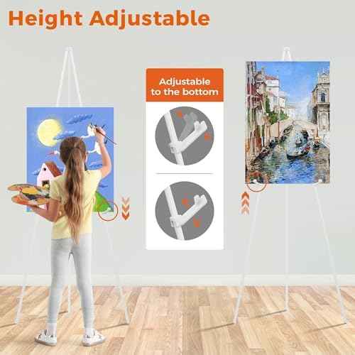 ARTASY 63" Easel Stand for Wedding Signs, White, 2 Packs with Carry Bags