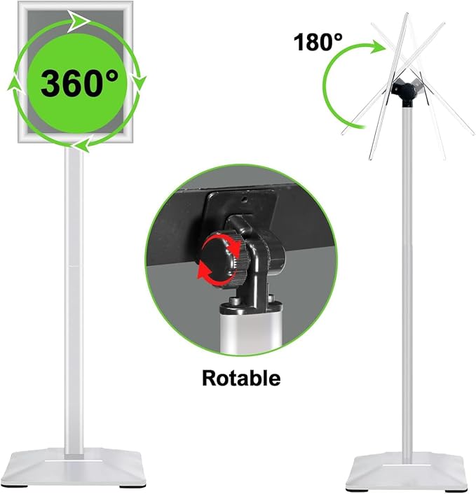 INNOVSIGN Heavy Duty Adjustable Pedestal Poster Sign Stand, 11x17 Aluminum Open - Image 4