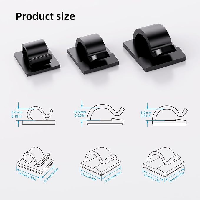 ITUGOU 100 PCS Adhesive Cable Clips Cord Organizer, Wire Holder - Image 3