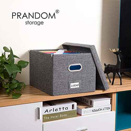 PRANDOM File Organizer Box - Set of 1 Collapsible Decorative Linen