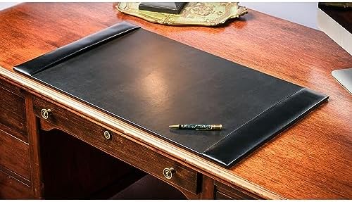 Dacasso 6 Piece Black Bonded Leather Luxury Desk Accessory Set - Desk Pad & Organization Essentials