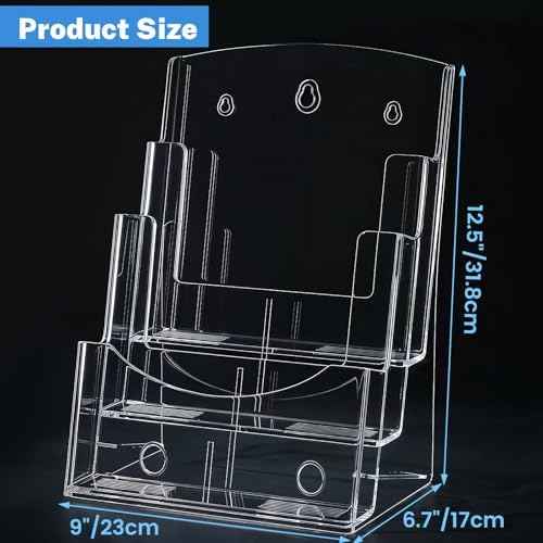 Acrylic Brochure Holder 8.5 x 11, 3-Tier Literature Display Stand, 1-Pack