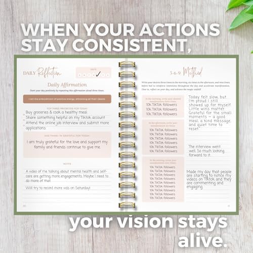 Manifestation Journal for Women, Guided 369 Method, 90-Day Planner - Green