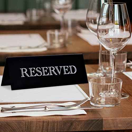 6 Pieces Black Acrylic Reserved Table Signs Large 7.9 x 2.7 Inch