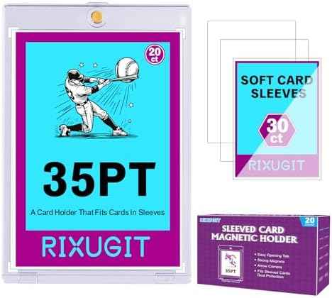 20 Pack 35pt Sleeved Card Magnetic Holders with 30 Soft Sleeves