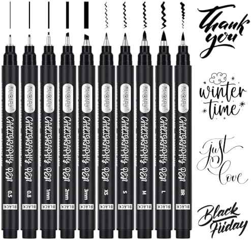 PANDAFLY Calligraphy Pens for Writing, 10 Size, Hand Lettering Pens