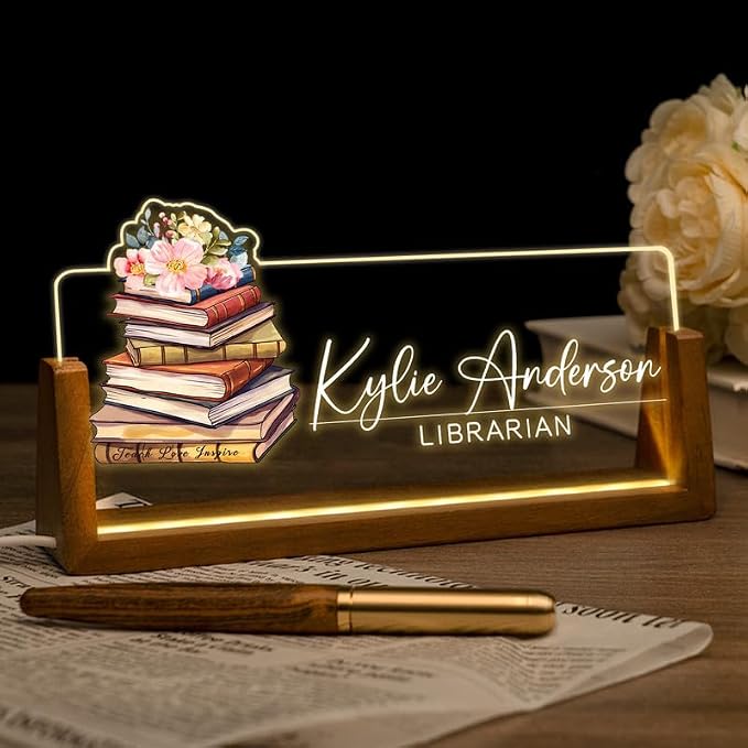 Desk Name Plate Personalized, Custom Office Light Up Name Plate by Ueedklaayy