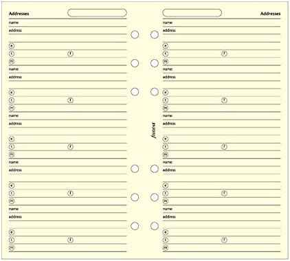 FILOFAX Name/Address/Telephone Refill for Personal & Personal Compact Size, 24 Sheets, Cream (B130253)