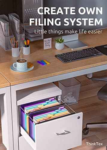 ThinkTex Plastic Expanding Hanging File Folders, 7 Innovative 1.2/'' Accordian Pockets, Large Capacity, Multi-Color Tabs, Letter Size for Filing Cabinet - Black-6 pack