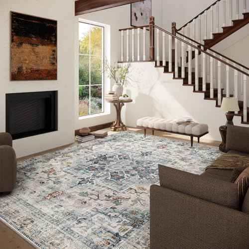 Area Rugs 9x12 Living Room: Washable Bedroom Rug Non Slip Boho Large Carpet