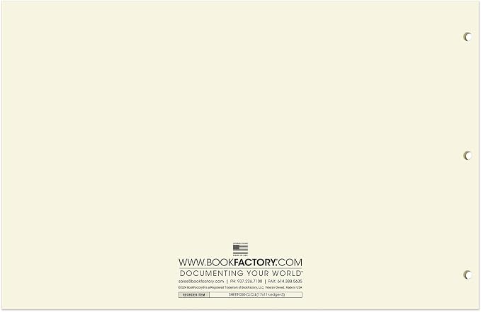 BookFactory Ledger Sheets/Large 3 Column Accounting Ledger Columnar Loose Leaf - Image 3