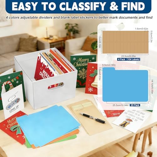 4Pack Greeting Card Storage Box, Greeting Card Organizer Box with 20