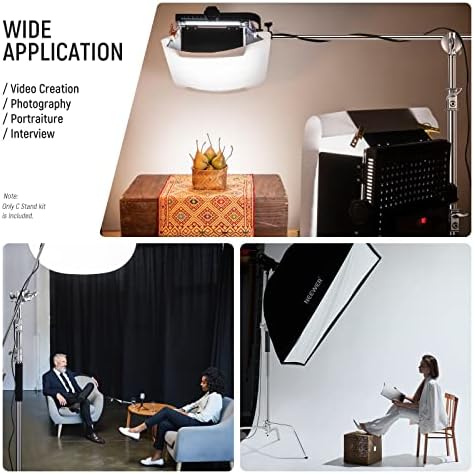 NEEWER C Stand with Boom Arm Pro 100% Stainless Steel, Max 10.8ft/330cm