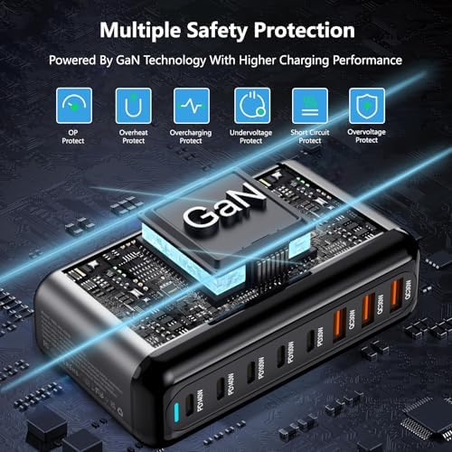 USB C Charger Block 600W Multi Port USB Fast Charging Station Hub GaN PPS PD 140W 100W Type C Wall Charger Power Adapter for Multiple Laptop iPad iPhone 17 MacBook Galaxy S26 Android Pixel 65W 45W 20W