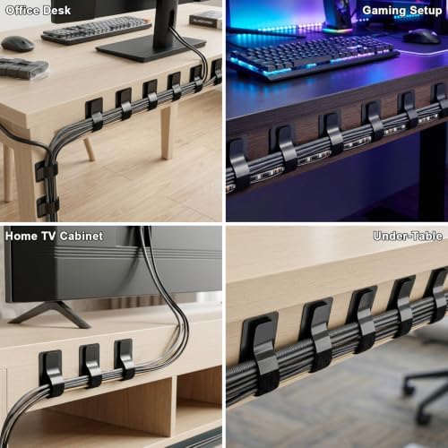 Cable Management Under Desk, 20 Pair Cord Organizer Straps