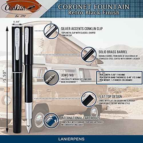 Conklin Coronet Black Fountain Pen with Medium Tip (CK71820)