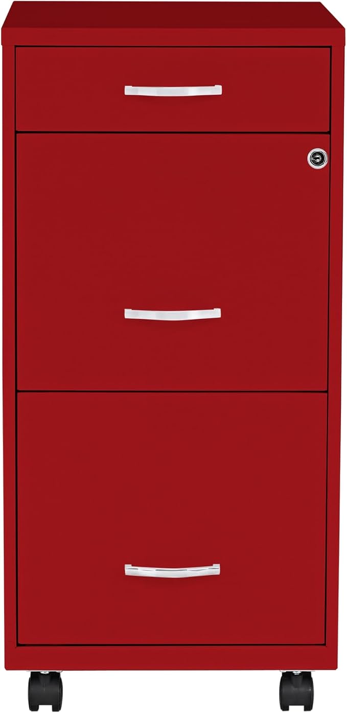 LYS SOHO Box/File/File Mobile Red File Cabinet, 3 Drawer - Image 3