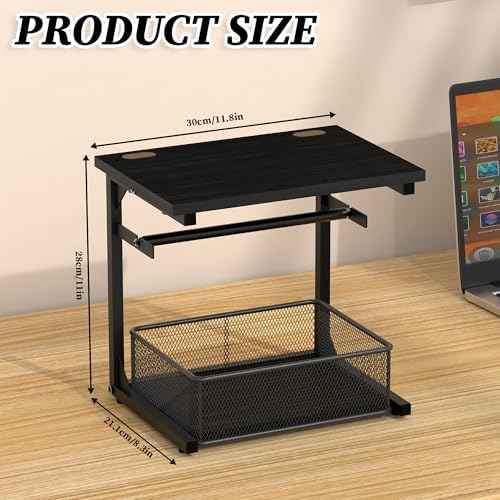 Label Holder for Rolls and Fan-Fold Labels, Shipping Thermal Label Holder with Drawer for Desktop Thermal Printer, Sticker Roll Holder, Label Printer Accessory Supplies for Home, Office Small Business
