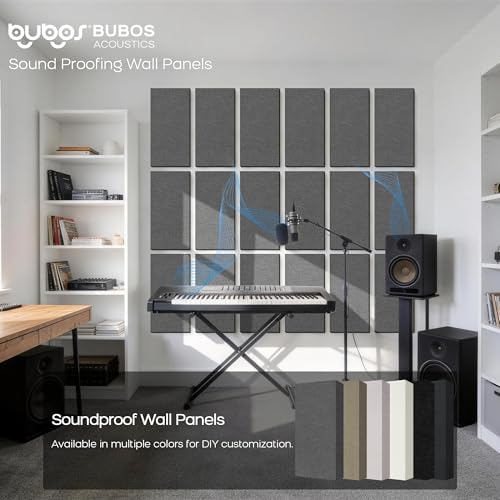 BUBOS 4 Pack Large Fabric Acoustic Wall Panels 23.6"x11.8",Soundproof Panel