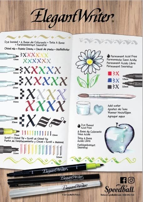Speedball 2881 Elegant Writer 6 Fine Calligraphy Markers Set - Image 9