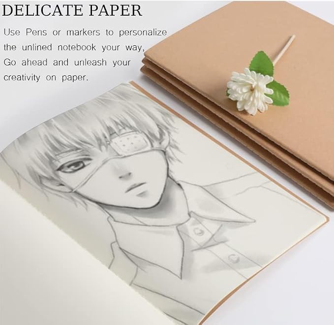 LIONSOUL 90 Pack A5 Blank Kraft Notebooks Bulk, Blank Paper Sketchbooks - Image 4