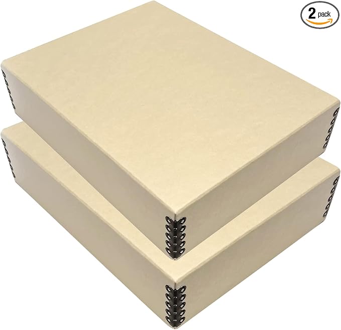Lineco, 9x12 Tan Color Museum Archival Storage Box, Drop Front Design. Acid-Free by Lineco