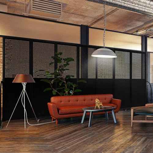 Folding Screen with Holes,14'3"L* 6'7"H,7 Panel,Black