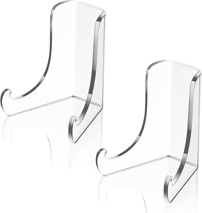 Chunful 2 Pieces Acrylic Plate Stands Clear Acrylic Easels Display Stands by Chunful