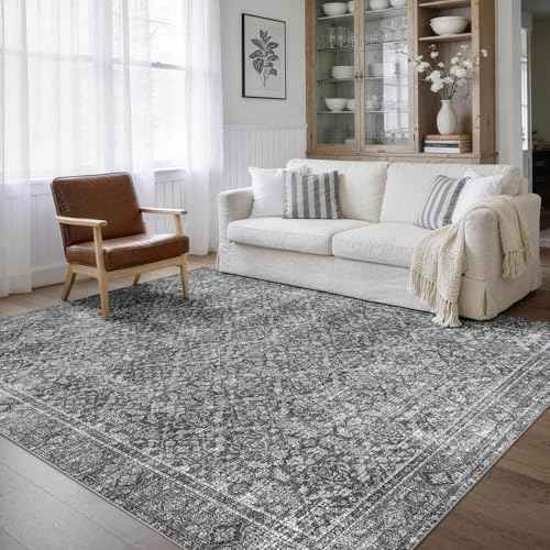 6x9 Washable Area Rugs for Living Room Bedroom Dining Room, Grey