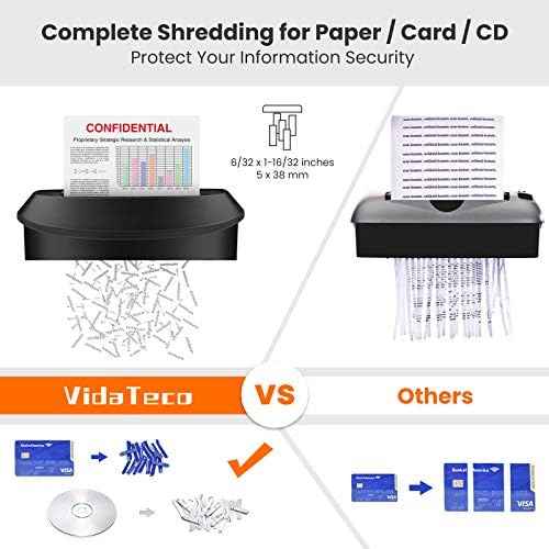 VidaTeco Paper Shredder, 14-Sheet Cross Cut Shredder for Home Office, 6.6-Gallon Bin with US Patented Cutter & Anti-Jam System, Heavy Duty Document Shredder for Credit Cards, CD, Mail & Staples, ETL