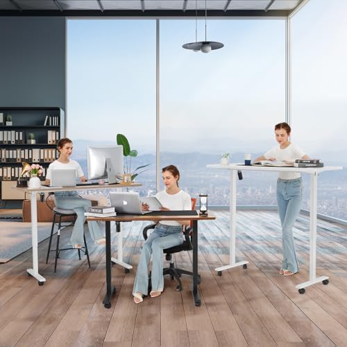 Electric Standing Desk, 55x24in Adjustable Height Computer Desk with Wheels, Sit-Stand Desk with Charging Station, 2 USB Ports, 3 Power Outlets, Spacious Workstation for Home Office(Black)