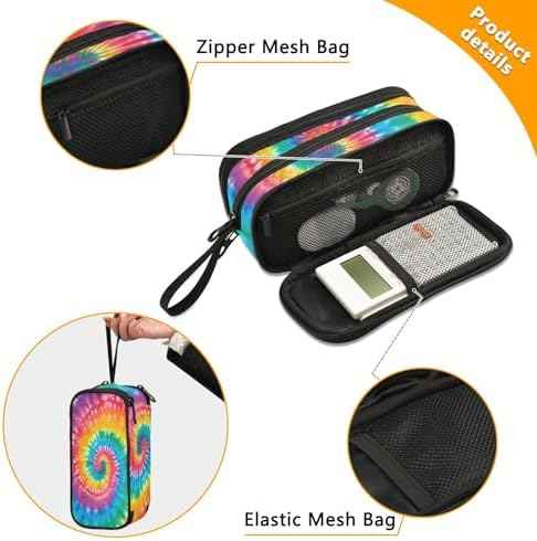Tie Dye Rainbow Pencil Case Box Boys Girls Large Pencil Pouch with Zipper Compartments Big Capacity Stationery Pen Bag Organizer for Kids Teens Adults School Office