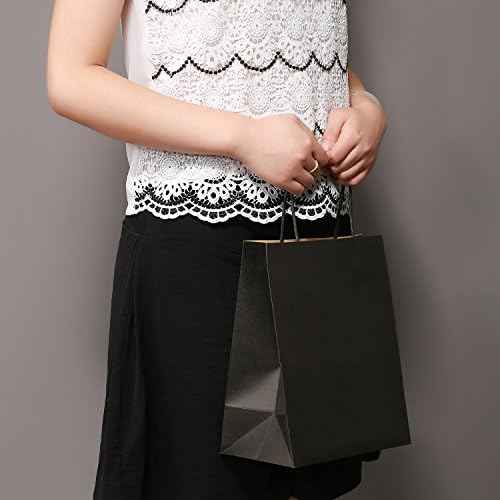 Medium Gift Bags with Handles,50Pcs Kraft Paper Bags Bulk,Black
