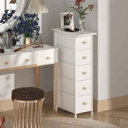 GiftGo Narrow Dresser Cabinet Vertical Slim Dresser Chest of Drawers